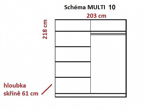 Šatní skříň MULTI 10 203 cm