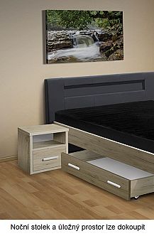 Postel MEADOW 180cm, s matracemi, s roštem a LED osvětlení