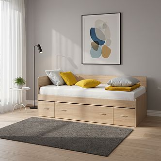 Postel RANGO (R) 90cm, s matrací, s roštem a s úložným prostorem - lamino 16 mm
