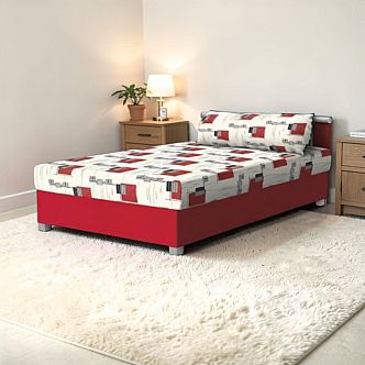 Postel OMAR 140cm, s matrací, s roštem a s úložným prostorem