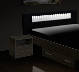 Postel MEADOW 140cm, s matrací, s roštem a LED osvětlení