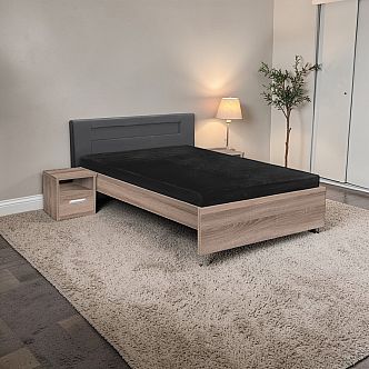 Postel MEADOW 140cm, s matrací, s roštem a LED osvětlení